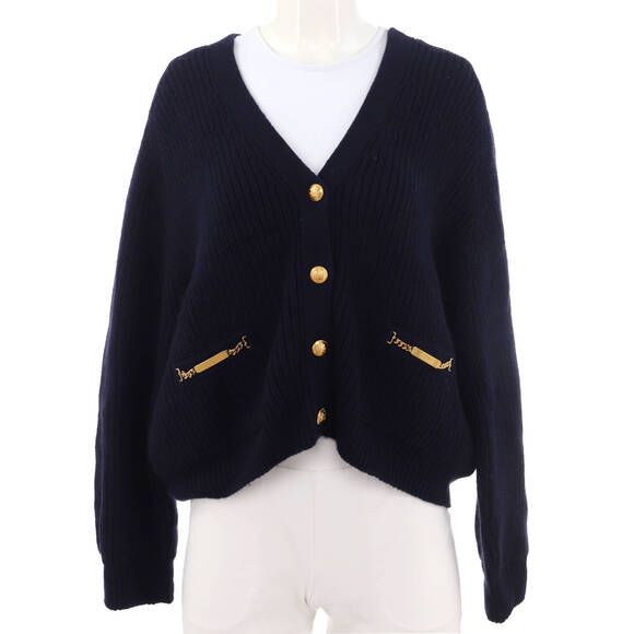 Celine Women's Logo V-Neck Cardigan Cashmere